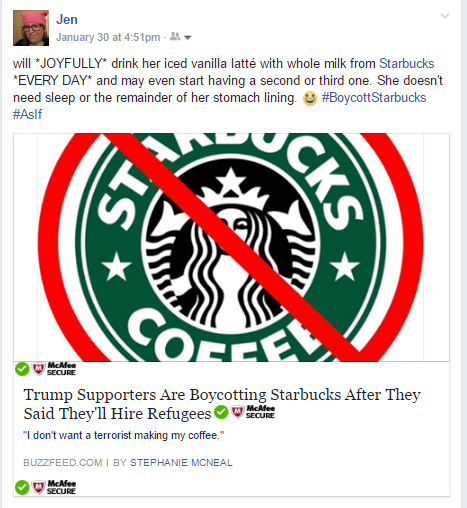 My opinion on the Starbucks boycott.
