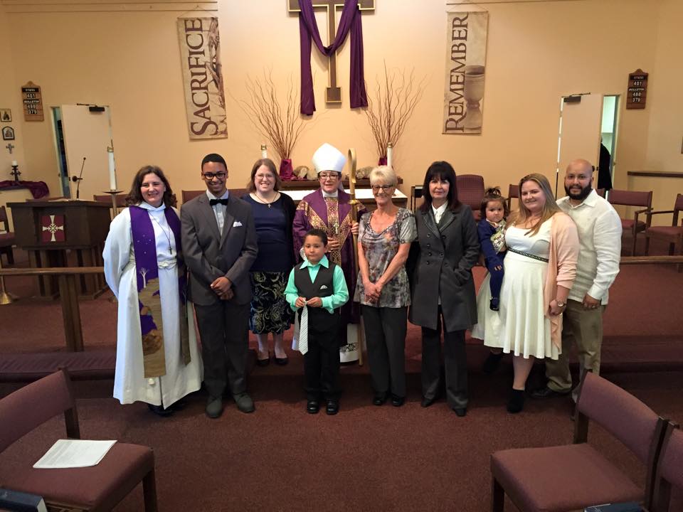 All of us who were being baptized/confirmed/received/renewing Confirmation vows with the bishop and some clergy.