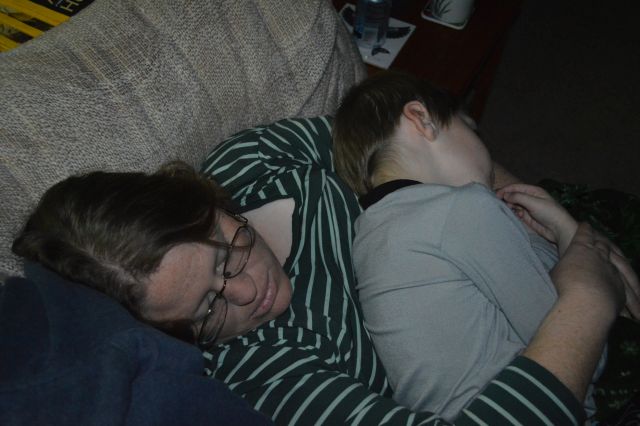 Daniel sleeping on me.
