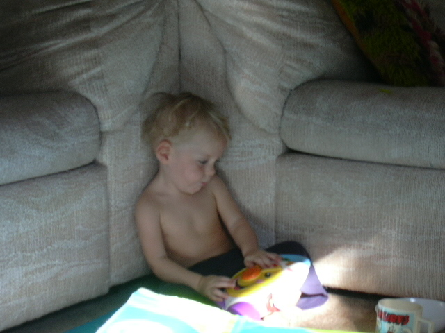 Daniel practicing sitting