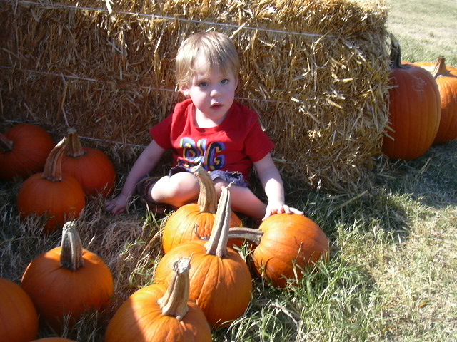 Daniel at the pumpkin patch.