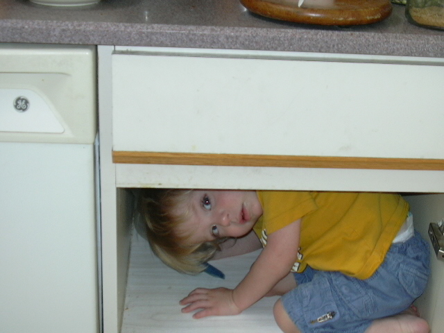 Daniel in his cupboard.