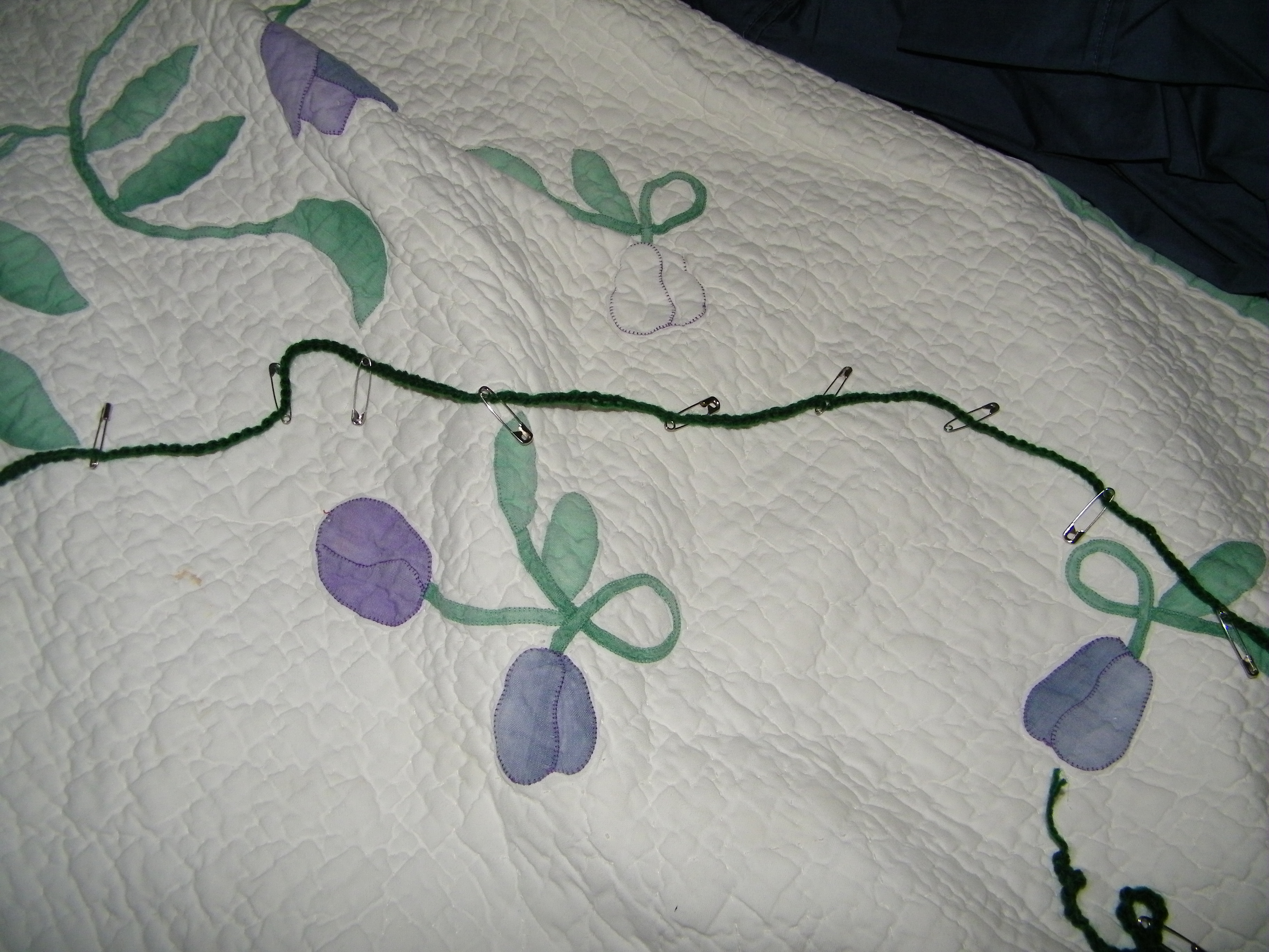 The chain with stitch markers.