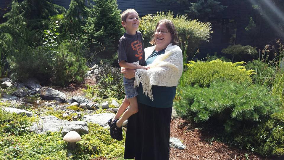 Me with Daniel while wearing my prayer shawl.